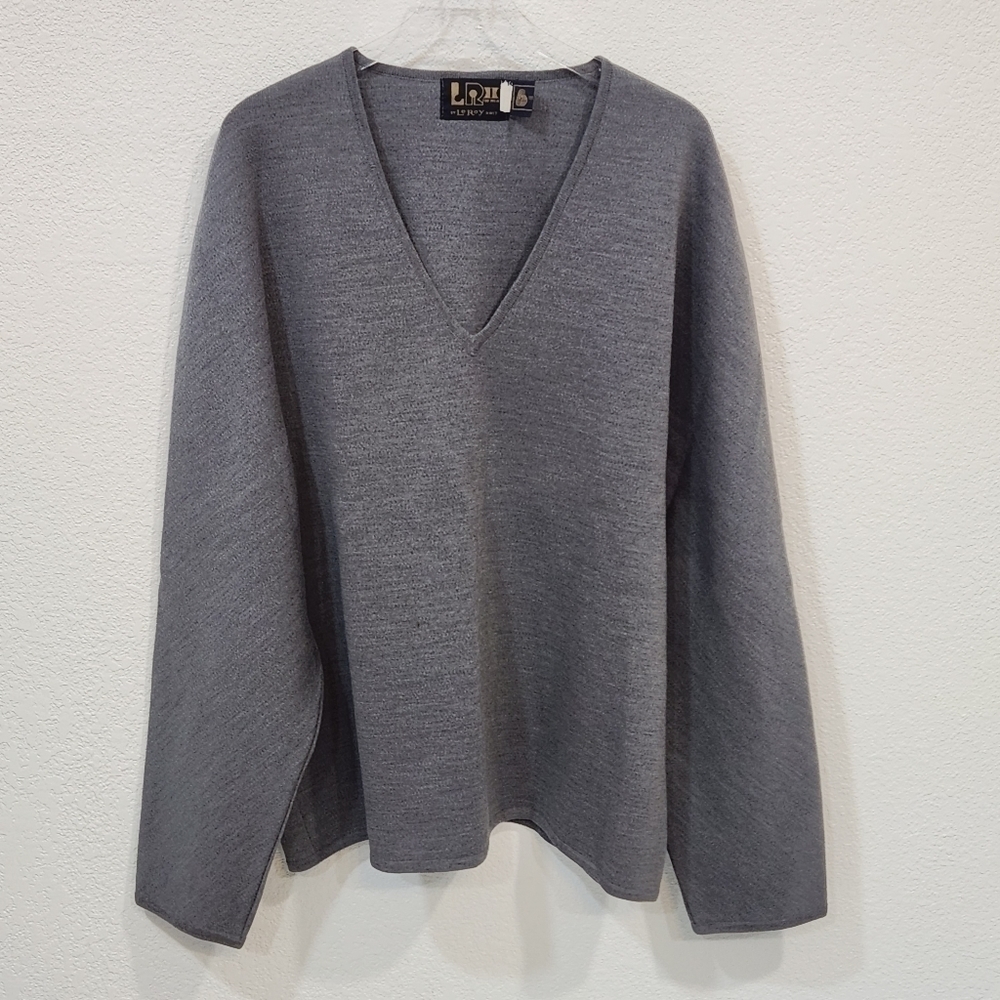LEROY 80's Vintage Classic 100% Virgin Wool Long Sleeve V-neck Sweater Size XL - Picture 1 of 13